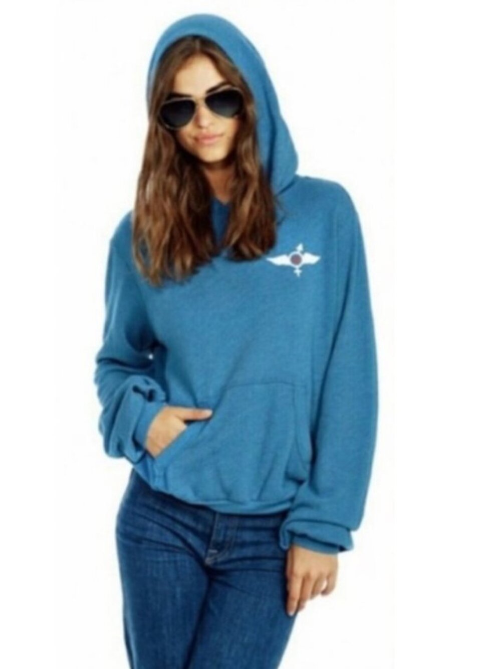 Wildfox Mile High Club Teal Hoodie Sweatshirt Graphic Pullover Women’s M